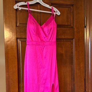 City Studio Hot Pink Satin Slip Dress